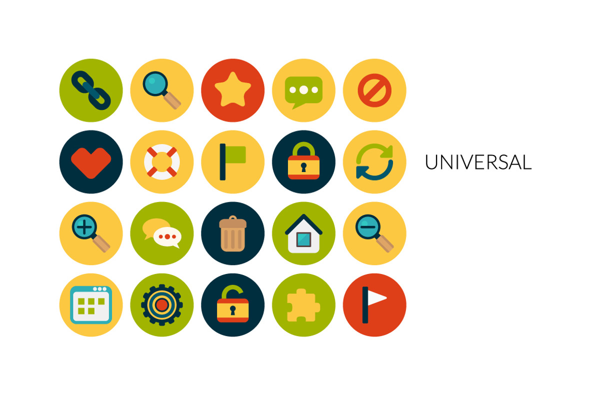Flat icons set - Universal, an Icon by sidmaydesign
