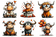 Quirky Valentine Highland Cow Clipar, an Illustration by Daily.Designs (Thumbnail 6 of 8)