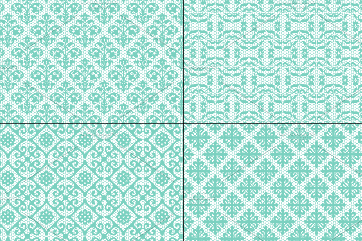 Seamless Aqua Lace Patterns preview 4