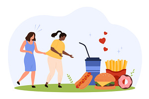 Fast Food Addiction Concept with, a Food Illustration by Flashvector