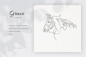 Grace 9. Line Art Illustration