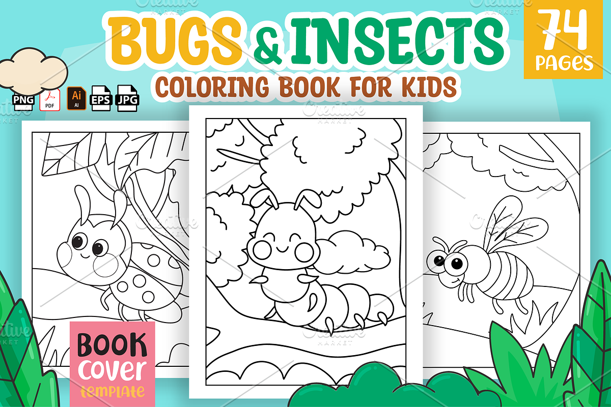 Cute Bugs and Insects Coloring Book, an Animal Illustration by MK.CreativeHub (Photo 1 of 3)