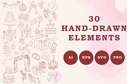 Hand Drawn Wedding Illustration Set, an Outline Icon by OREHOVKA (Thumbnail 2 of 3)
