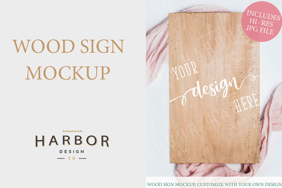 Wood Sign Mockup - Blush Silk Pink, a Product Mockup by Harbor Design Co (Photo 1 of 2)