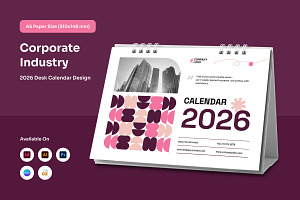 Elegant Corporate Desk Calendar, a Stationery Template by twinstd