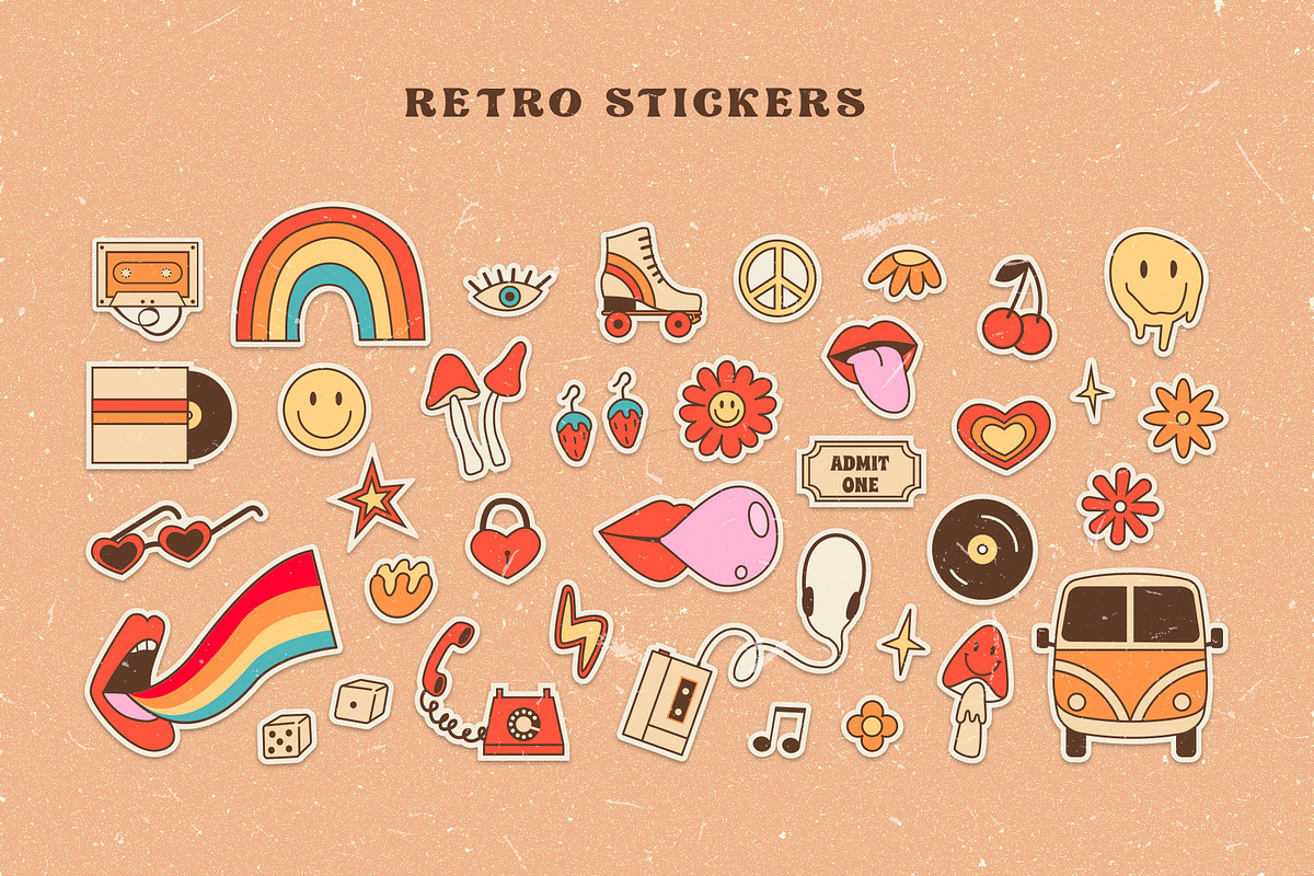 Groovy Summer - Retro Hippie Clipart, an Illustration by millering (Photo 8 of 15)