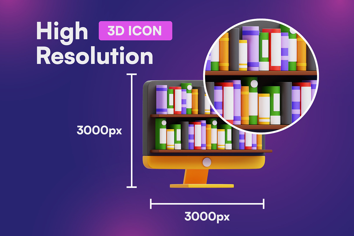 20 Library 3D Icon Set, an Object 3D Model by Bilicube Studio (Photo 2 of 6)