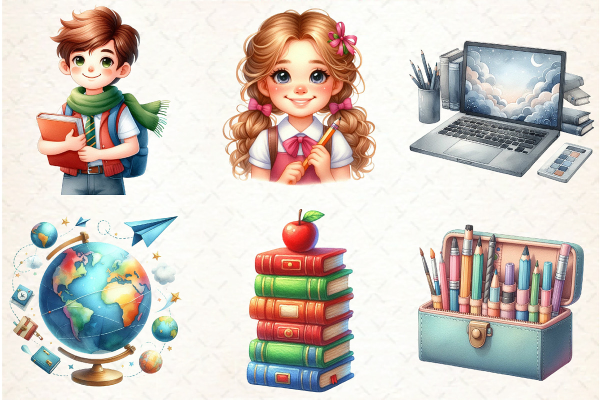Watercolor School Clipart, an Illustration by Libby Wishes (Photo 5 of 6)