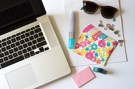 Pink and Aqua Girly Notes Flat Lay