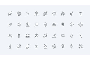 Space exploration science icons, a Technology Illustration by Lemberg Vector