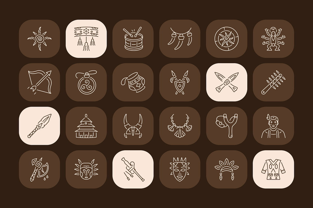Tribal Art Icon Set, an Outline Icon by Prosymbols (Photo 6 of 7)