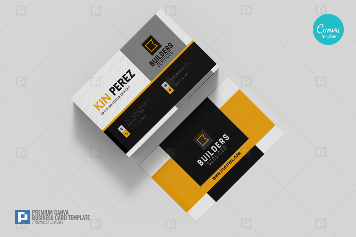 Construction Canva Business Card 06, a Business Card Template by PSDPixel (Photo 2 of 4)