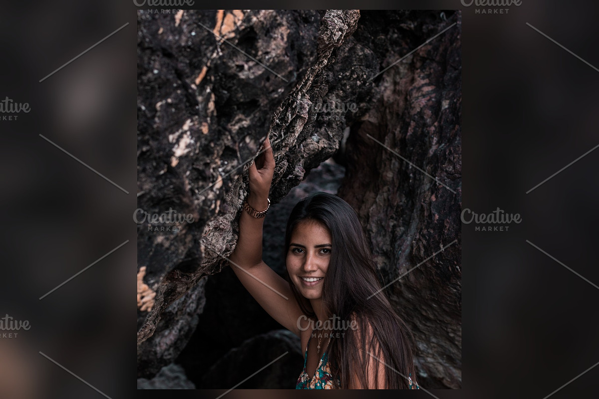 Smiling Woman in a Rock Cave, a Beauty & Fashion Photo by Chris Joel Campbell (Photo 1 of 2)