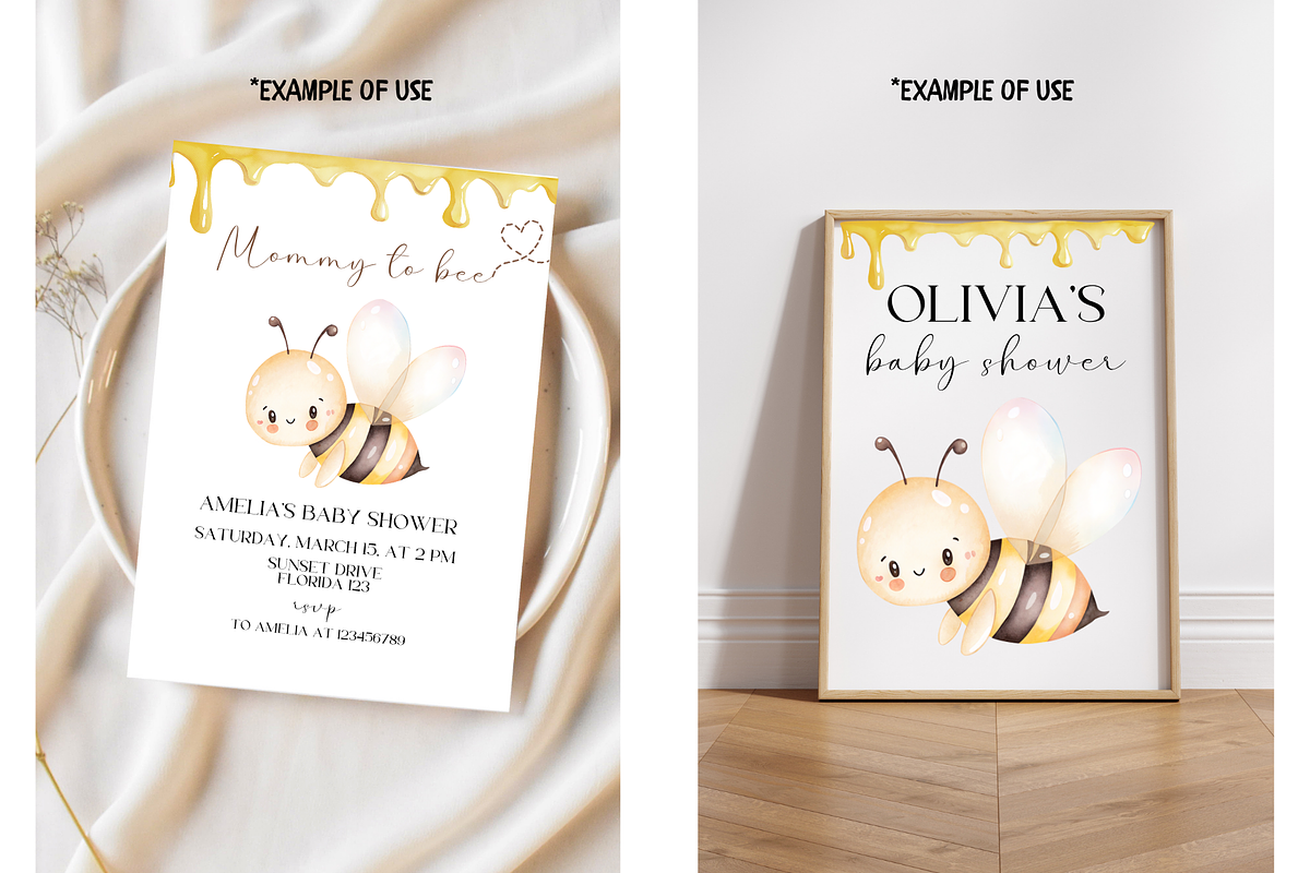 Cute Bee Watercolor Clipart, an Illustration by TatiMockup (Photo 4 of 4)