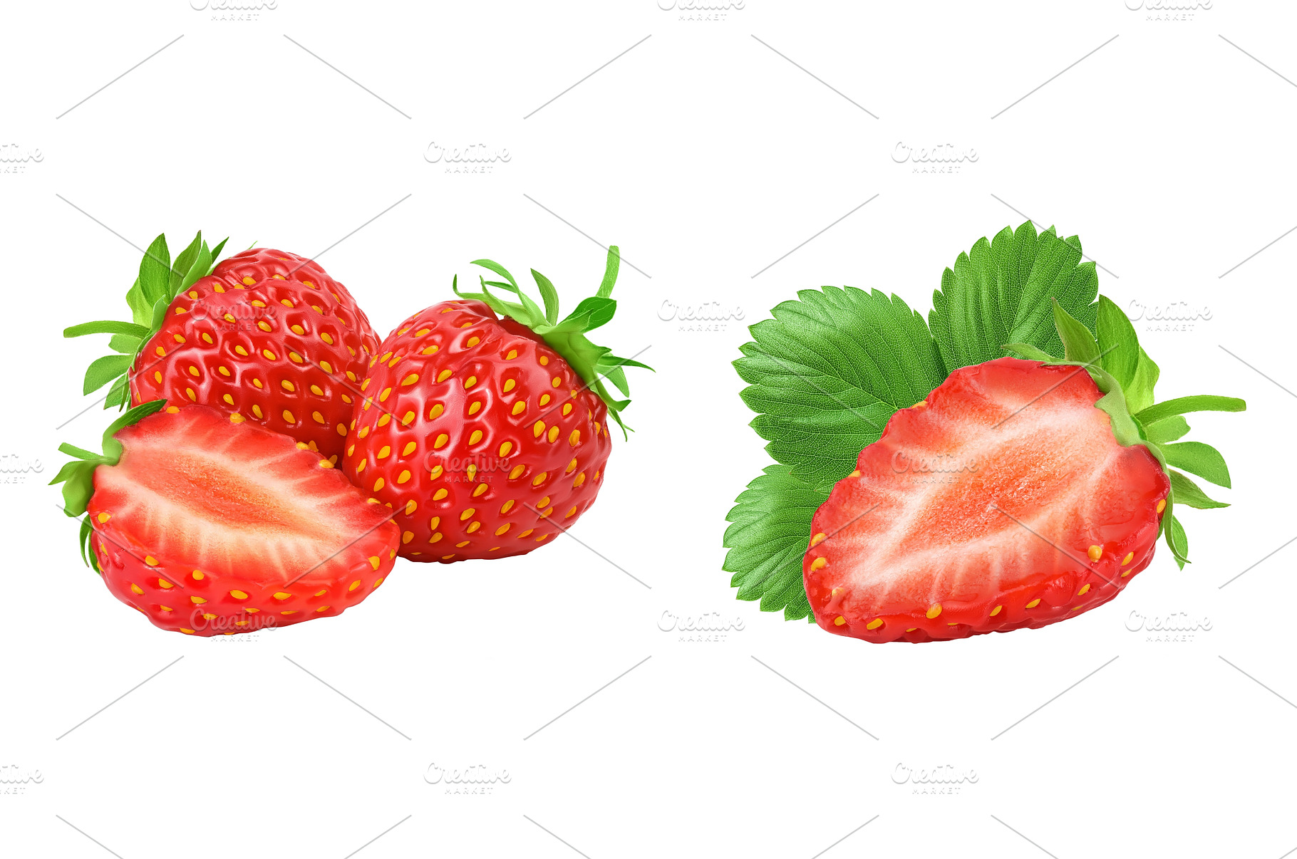Strawberry and half isolated on, a Food & Drink Photo by NataPhoto