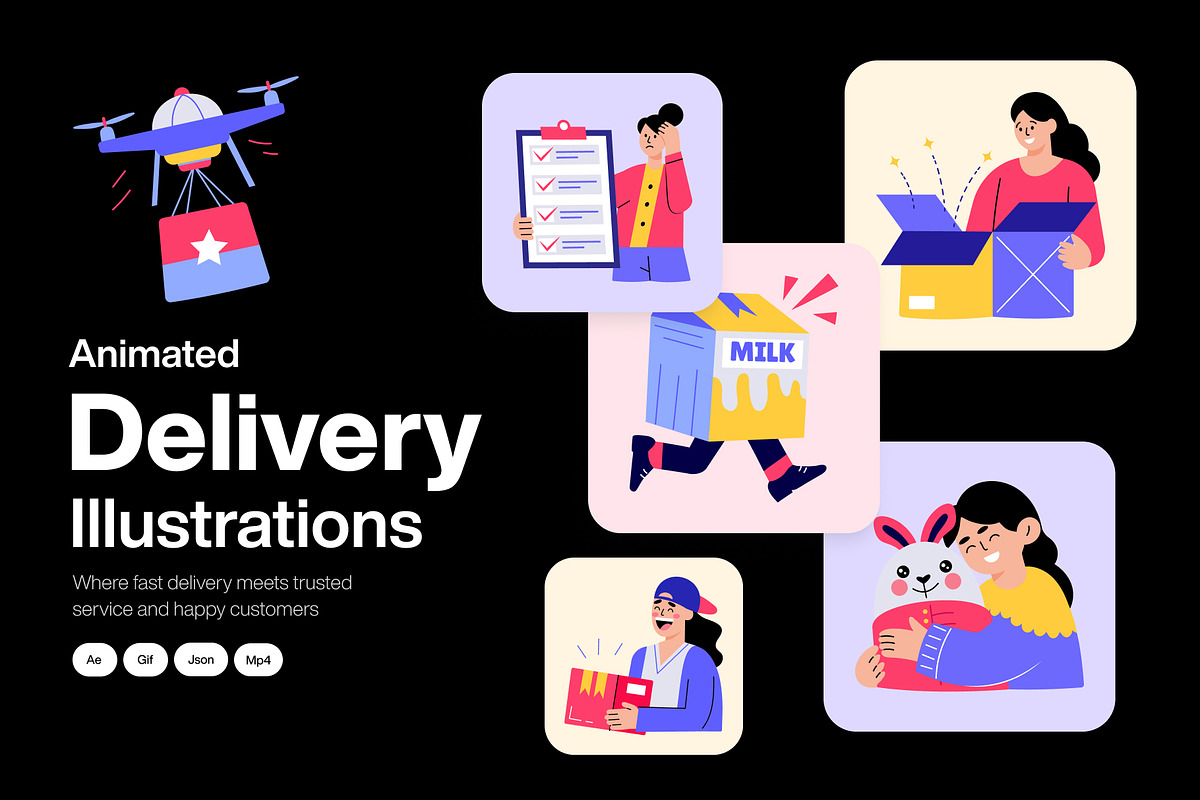Animated Delivery Illustration Set, a Transportation Illustration by Brickclay (Photo 1 of 5)