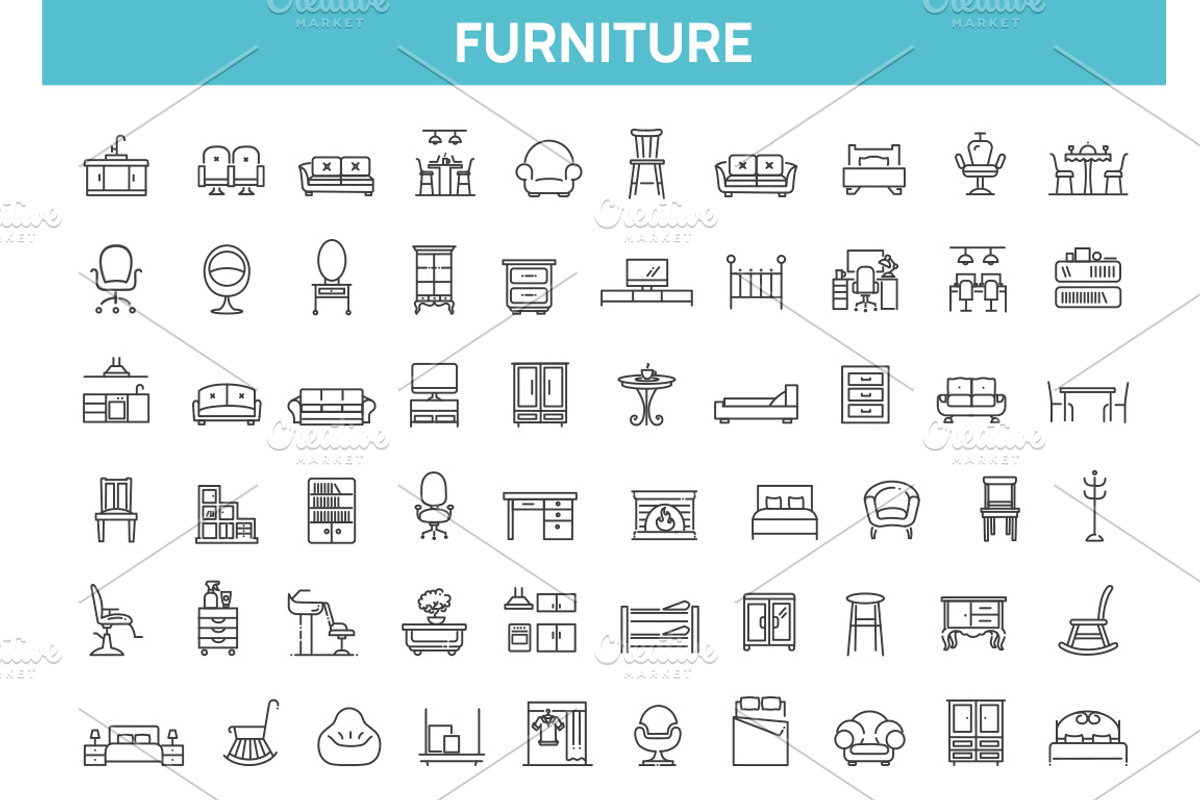 Furniture Vector Icons, an Outline Icon by Tettygreen (Photo 1 of 2)