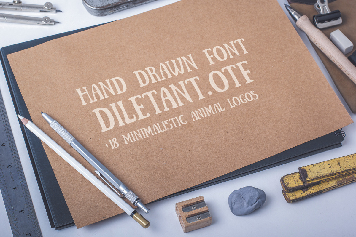 Hand drawn font + 18 logotypes