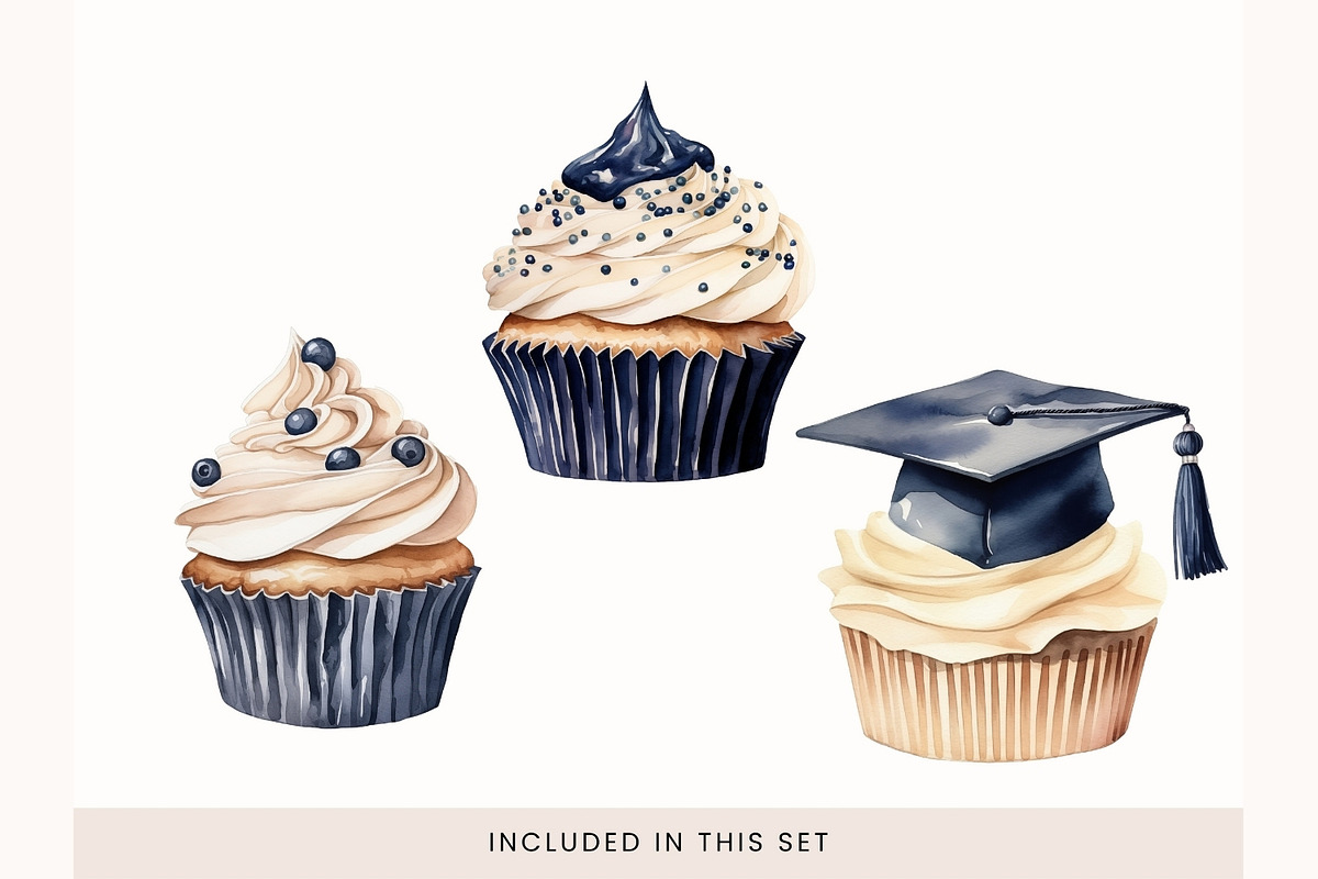 Watercolor Graduation Clipart PNG, a Decorative Illustration by illuztrate (Photo 7 of 7)