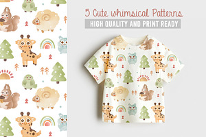 5 Cute Forest animal pattern