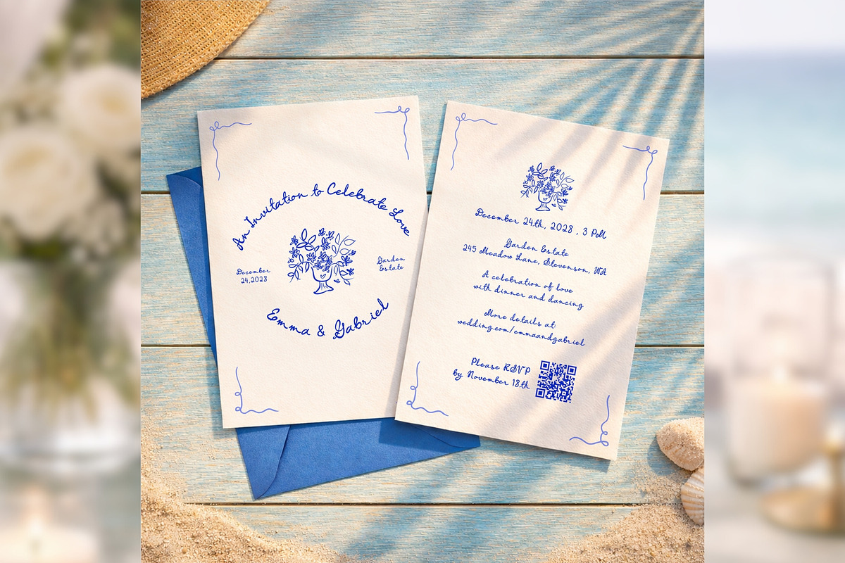 HandDrawn QR Invite Canva bd001, an Invitation Template by TyphoonStudio (Photo 1 of 10)