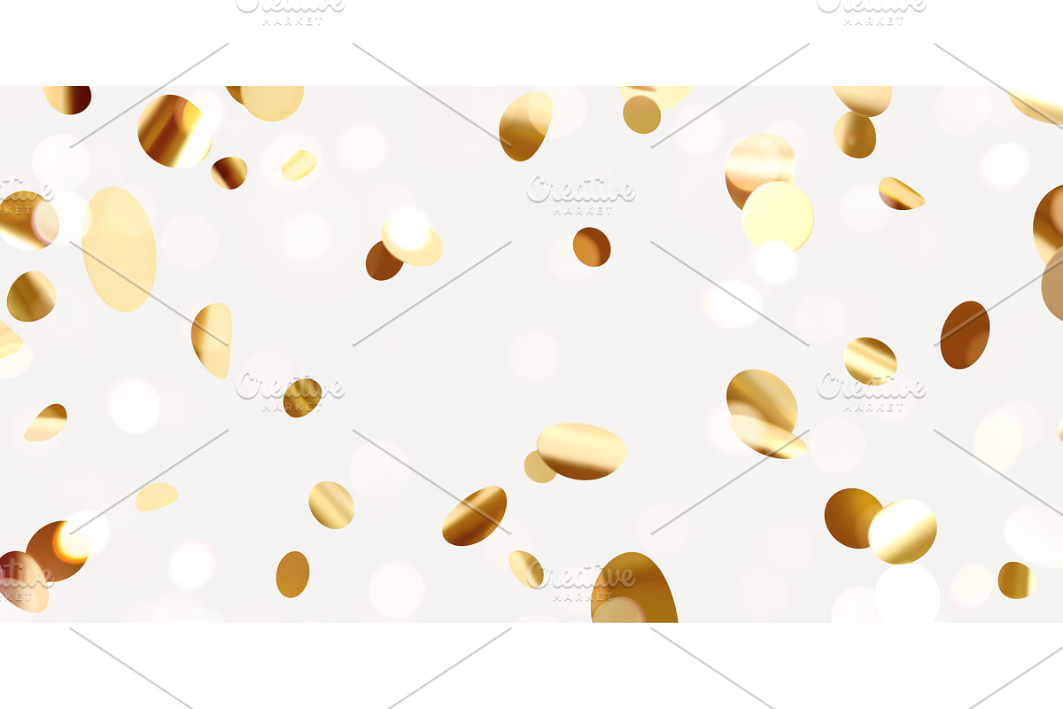 Falling shiny golden confetti, round, an Illustration by Modern vector