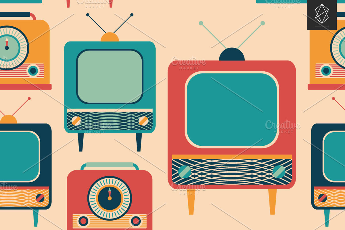Retro media seamless pattern set, a Pattern Graphic by Yury Velikanov (Photo 3 of 5)