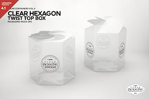 Clear Hexagon Twist Top Box Mockup