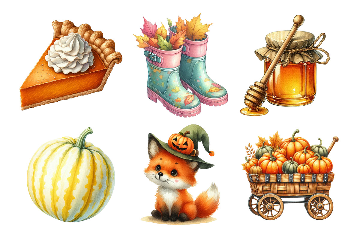 Watercolor Autumn Clipart, an Illustration by Daily.Designs (Photo 2 of 5)