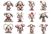 Whimsical Valentine Bunny Clipart, an Illustration by Designking (Thumbnail 2 of 5)