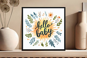 Watercolor Hallo Baby PNG, an Illustration by DreamCafeArt (Thumbnail 6 of 7)