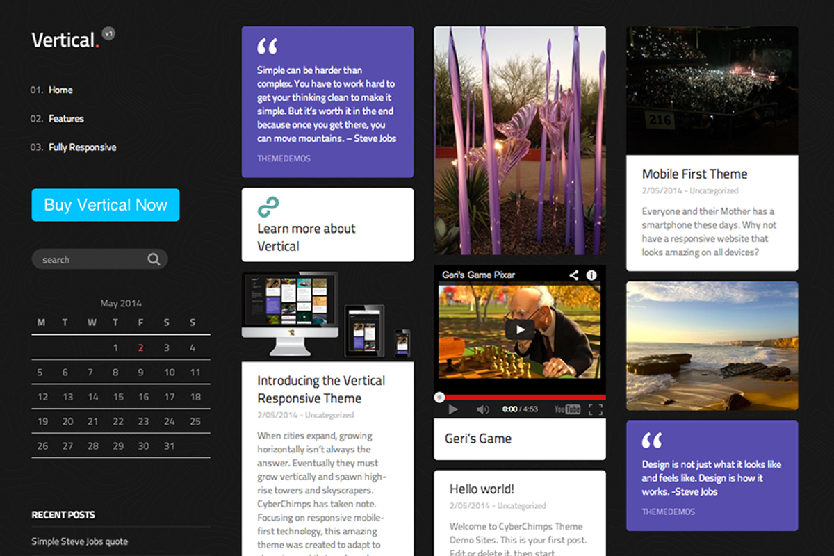 Vertical WordPress Theme, a WordPress Template by CyberChimps Themes