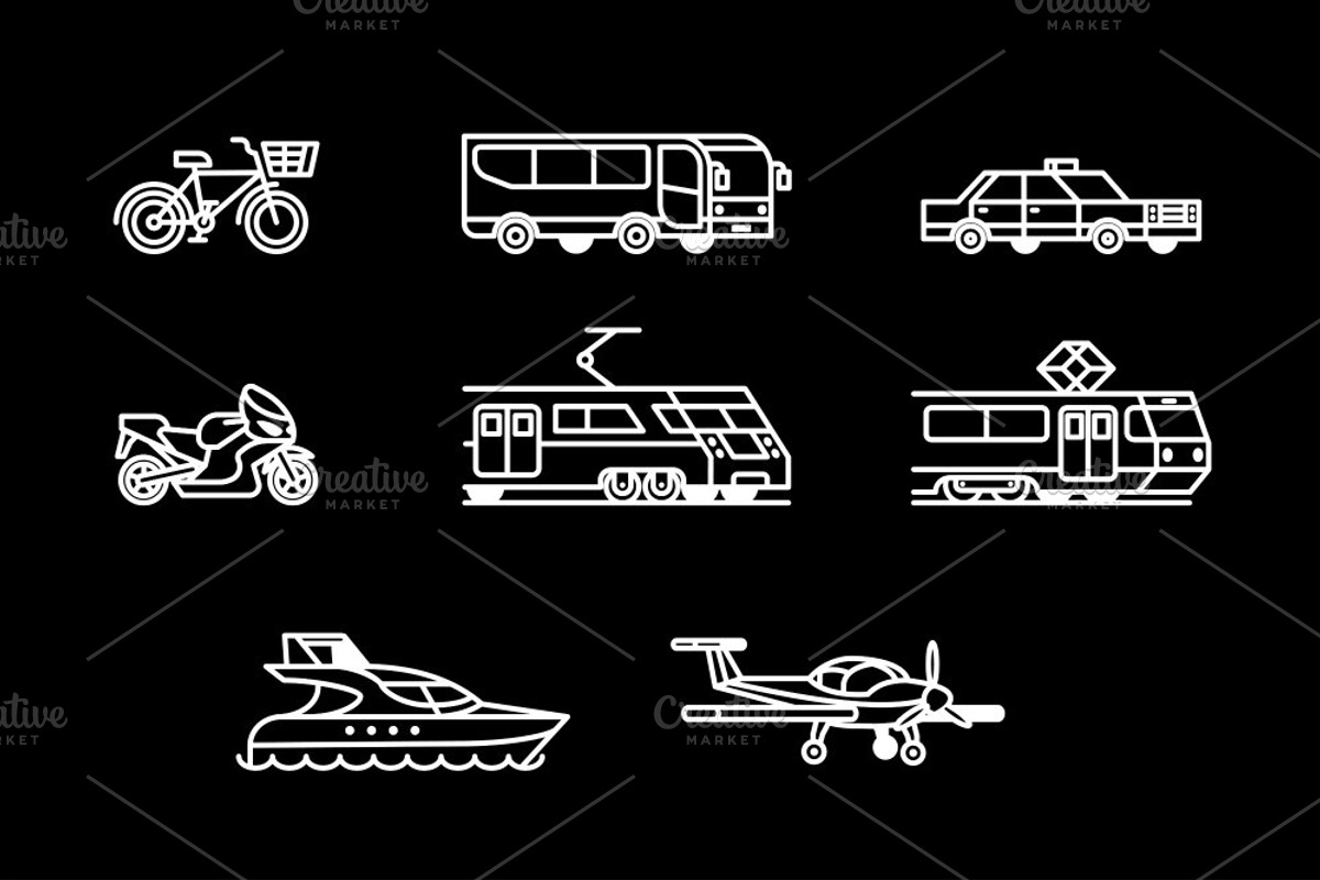 Passenger transport. Icons set, a Transportation Illustration by WINS Doodle shop (Photo 7 of 10)