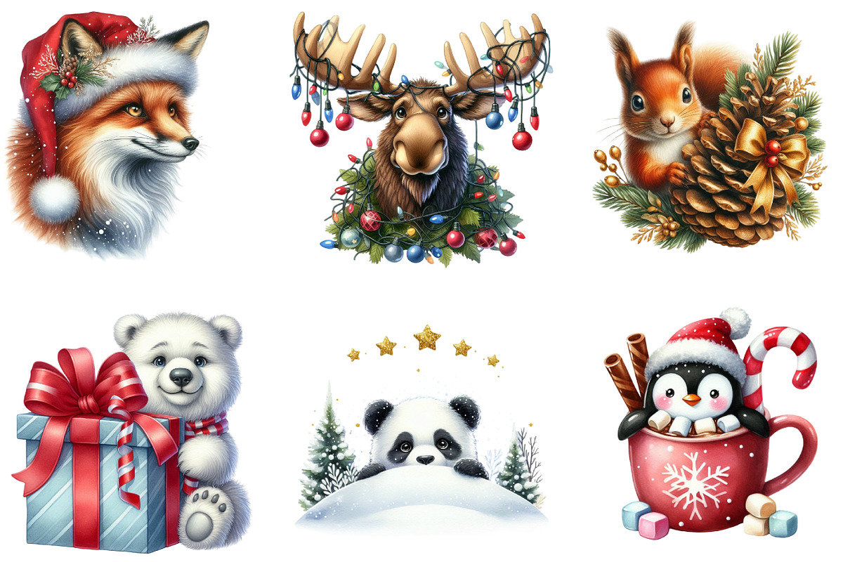 Christmas Animal Peeking Clipart Bun, an Illustration by DreamArtGraphic (Photo 3 of 5)