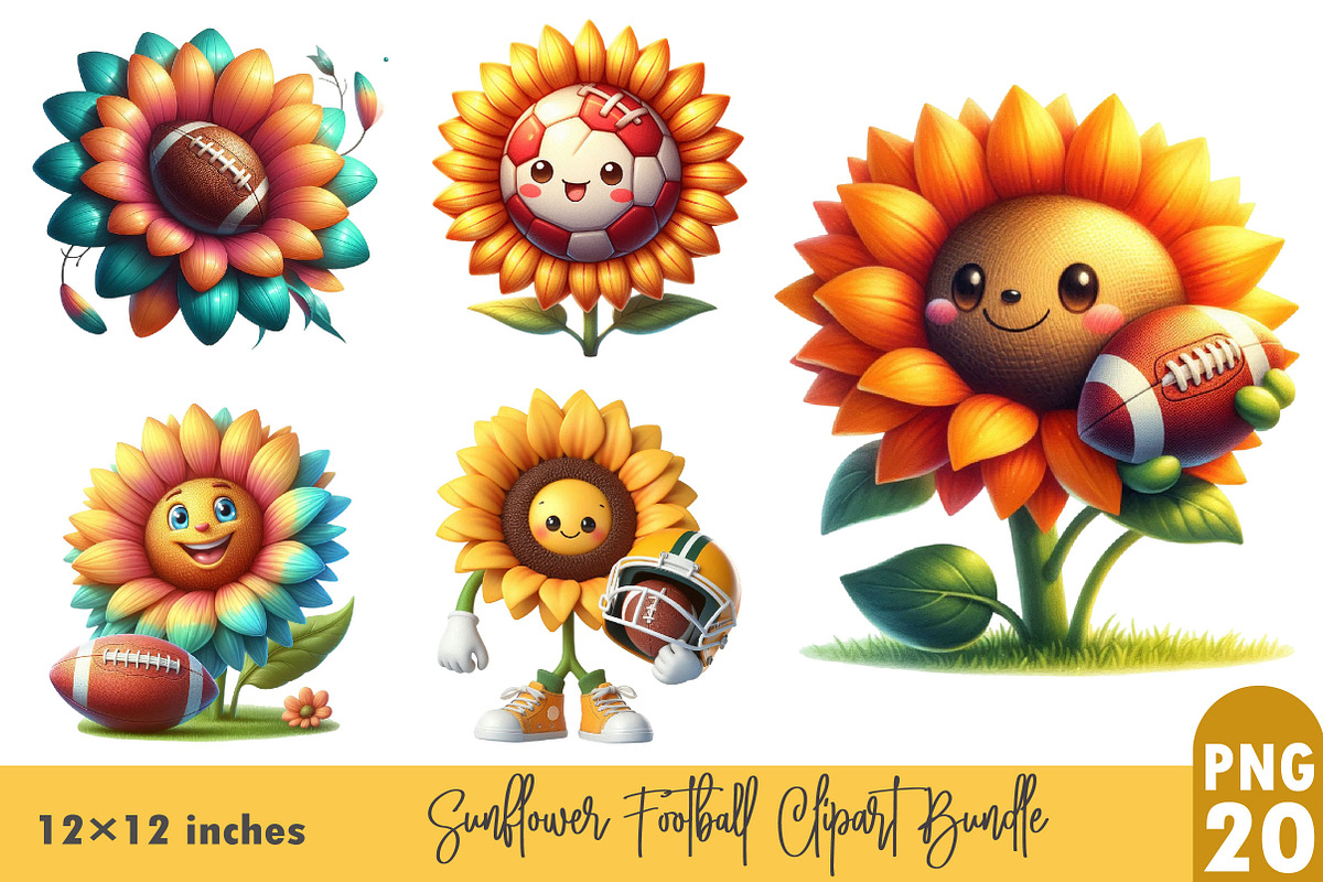 Sunflower Football Clipart PNG., a Graphic by CitraGraphics (Photo 1 of 3)