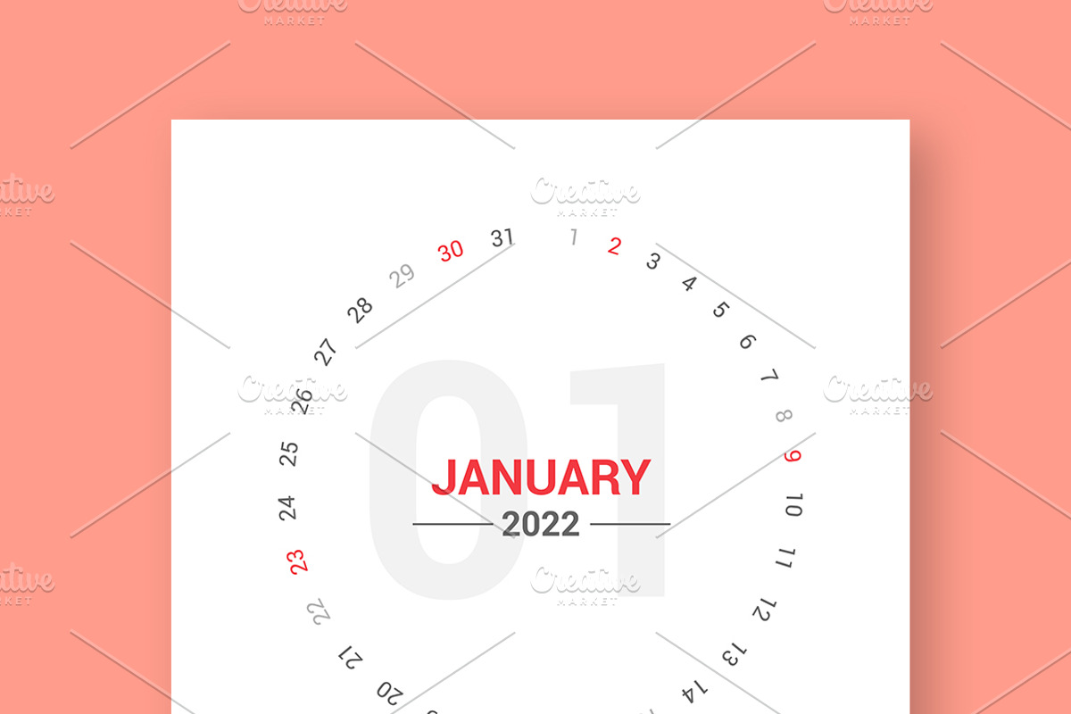 Calendar 2022 Circle Design, a Stationery Template by WORAKAMON Design Studio (Photo 1 of 5)