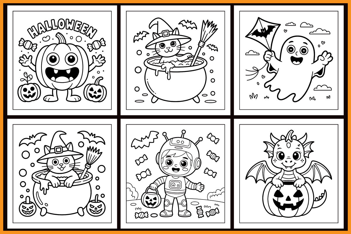 Halloween Bold & Easy Coloring Book, a Seasonal Illustration by protabsorkar11 (Photo 4 of 4)