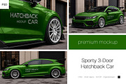 Sporty 3-Door Hatchback Car Mockup, an Advertising Mockup by Country4k (Thumbnail 1 of 3)