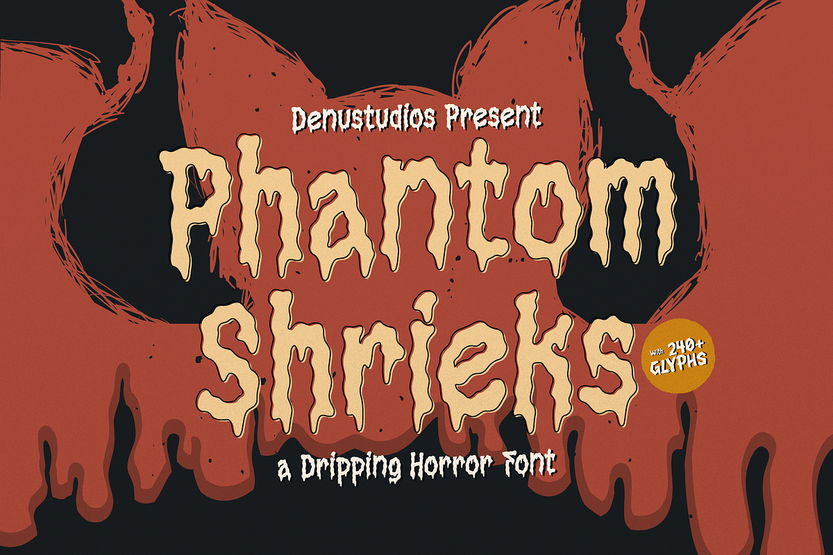 Phantom Shrieks Dripping Horror Font, a Handwritten Font by Denustudios (Photo 1 of 12)