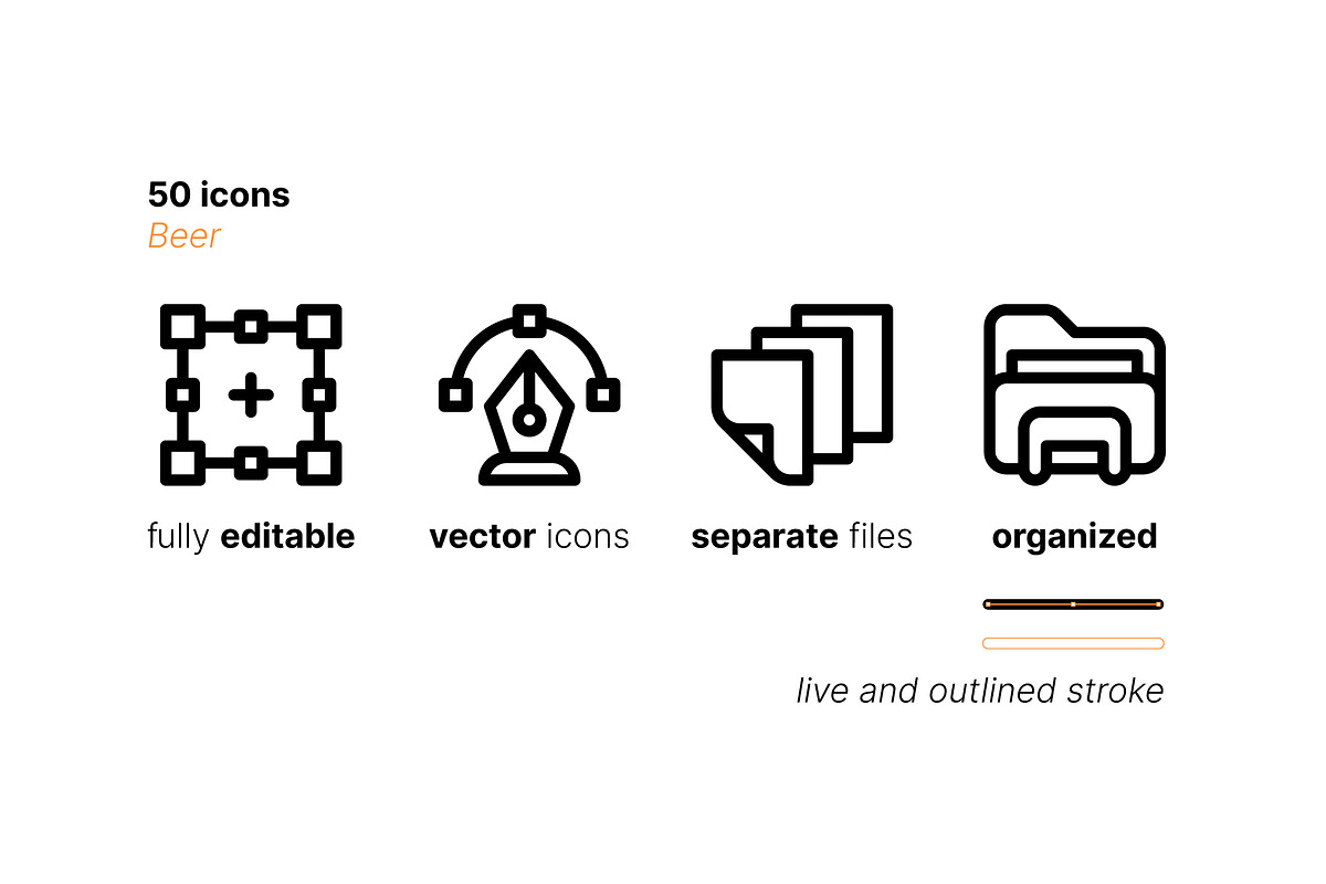 50 Beer Icons, an Outline Icon by Side Project (Photo 4 of 8)
