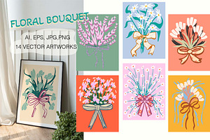 Ribbon bow flower bouquet