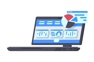 A laptop computer that, a Technology Illustration by Things for designers