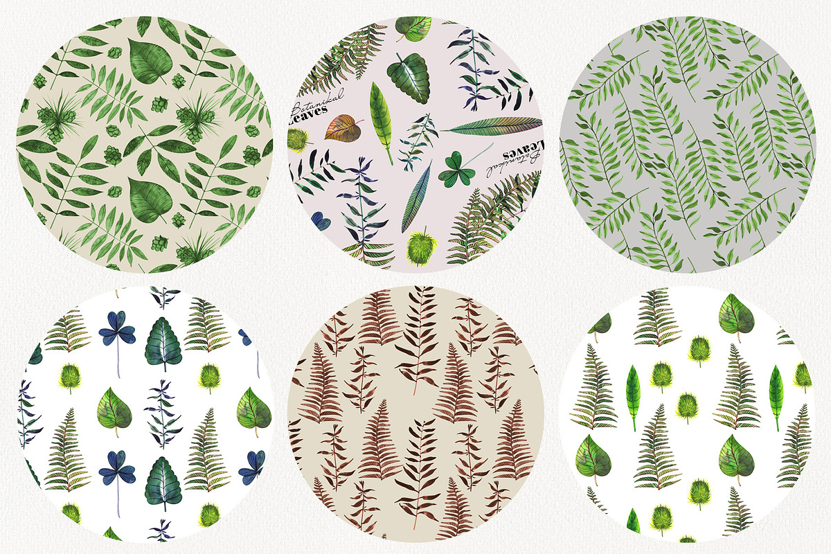 Botanical watercolor leaves set, a Decorative Illustration by Art AleshkaK (Photo 10 of 10)