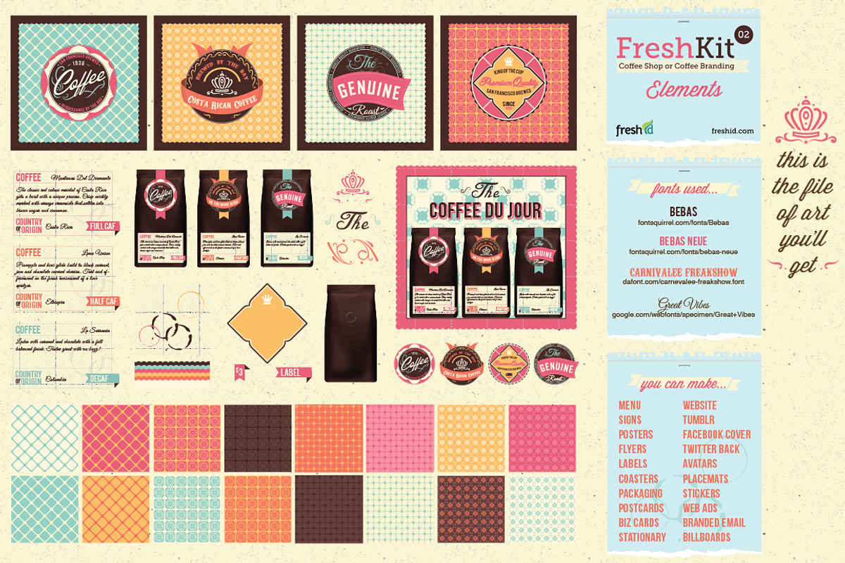 Coffee Cafe Branding Elements, an Illustration by Fresh ID (Photo 2 of 5)