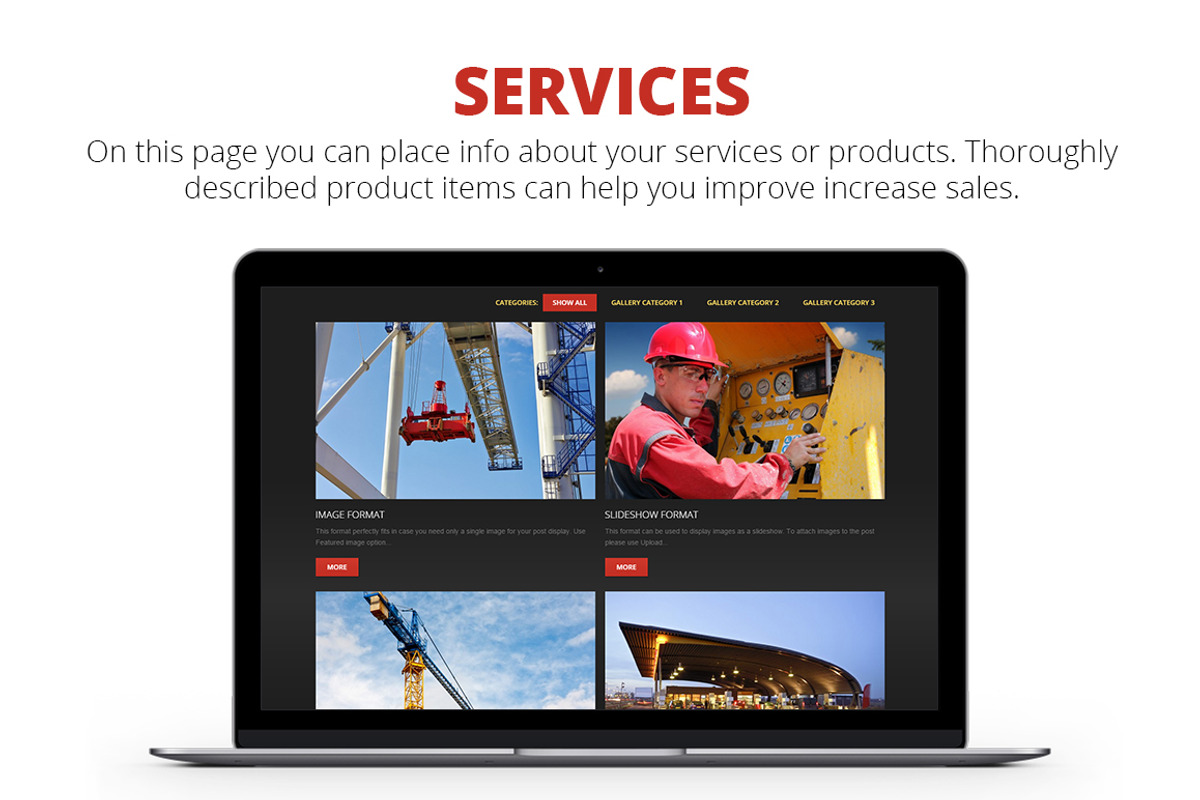 Industrial WordPress Theme, a WordPress Template by Zemez (Photo 3 of 5)