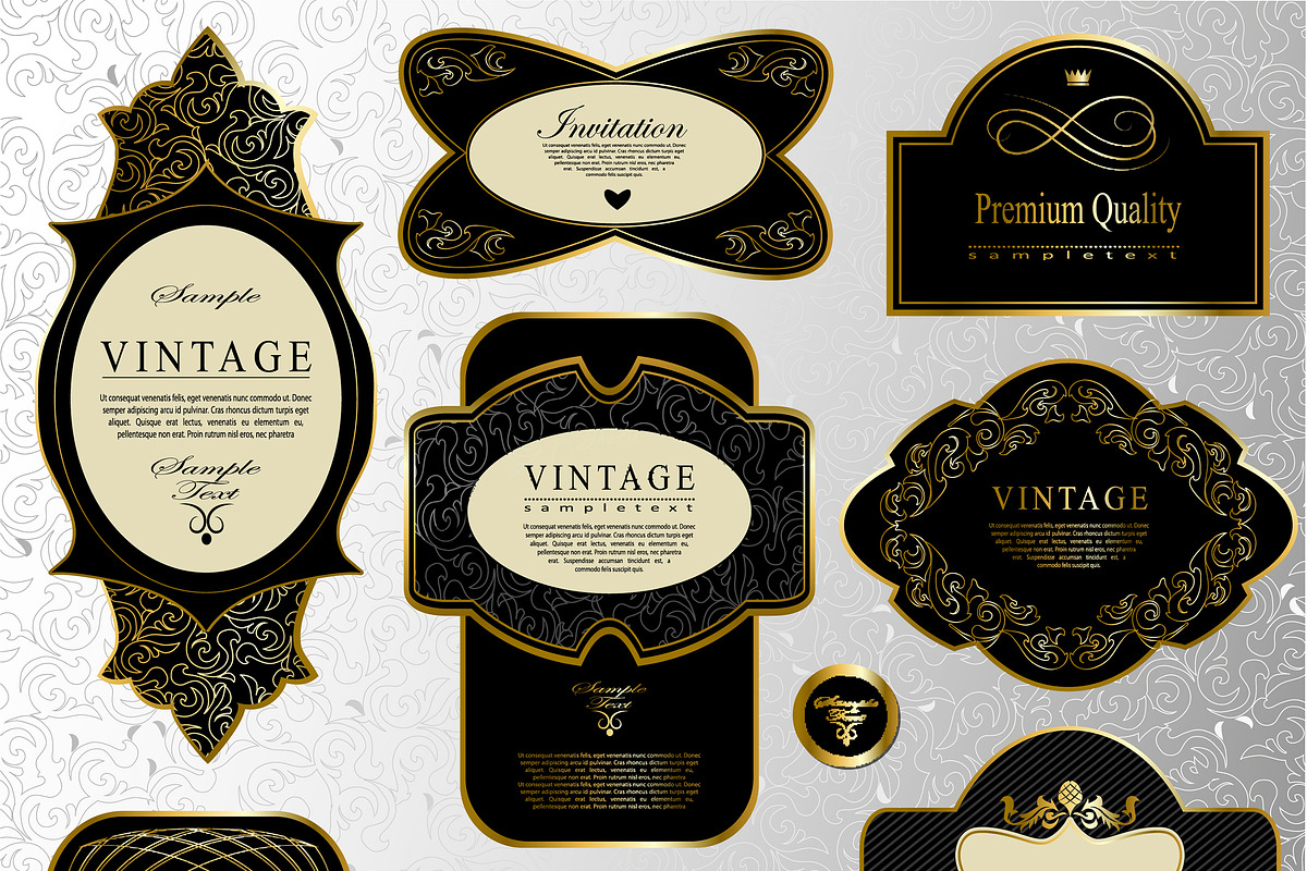 Retro black gold labels set 1, a Decorative Illustration by Merfin (Photo 1 of 10)