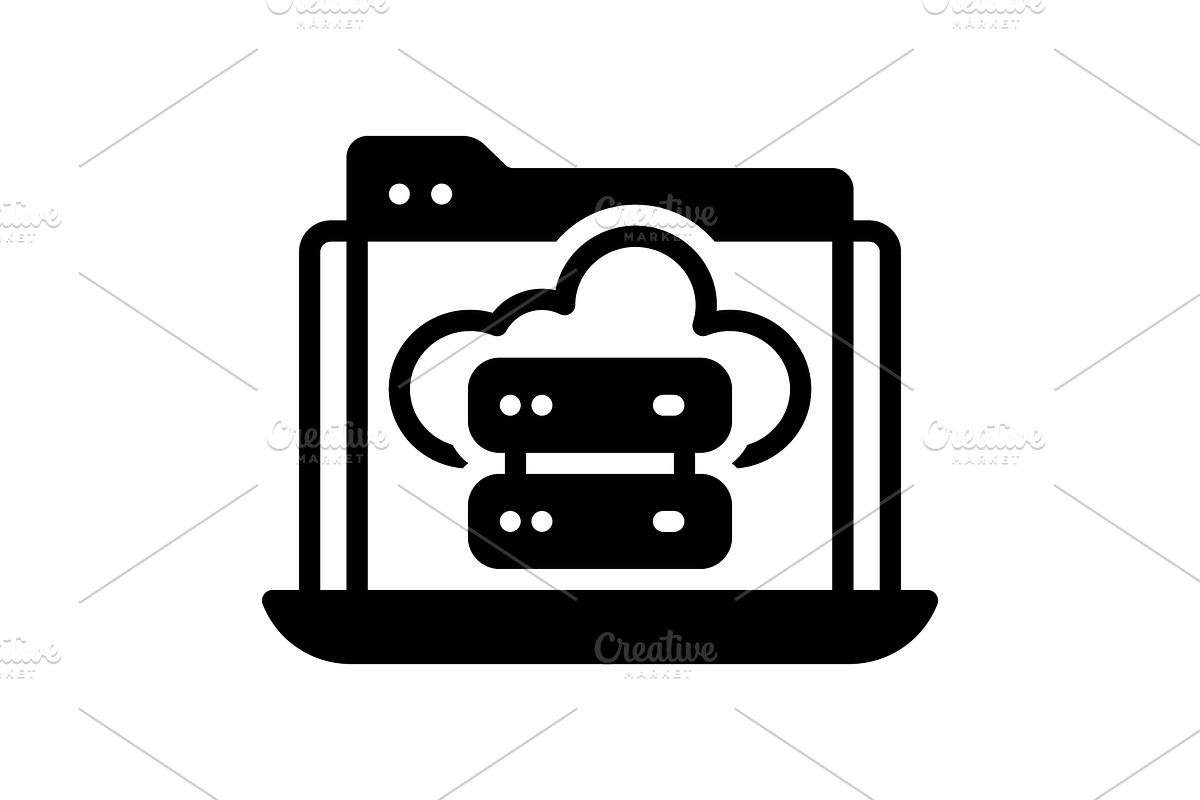 Hosted cloud solid icon, a Solid Icon by Creative priyanka