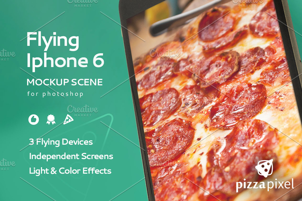 Mockup Iphone 6 Flying Scene Black, an Android Mockup by Pizza Pixel (Photo 2 of 5)