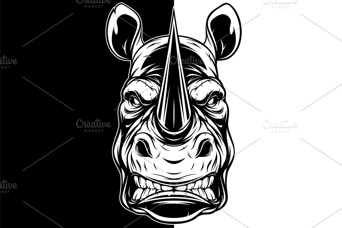 Head of a ferocious rhino, an Animal Illustration by Mark2000