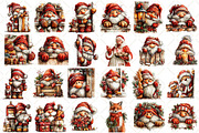 Whimsical Peeking Santa Clipart, a Seasonal Illustration by Black Bird Studio (Thumbnail 2 of 7)